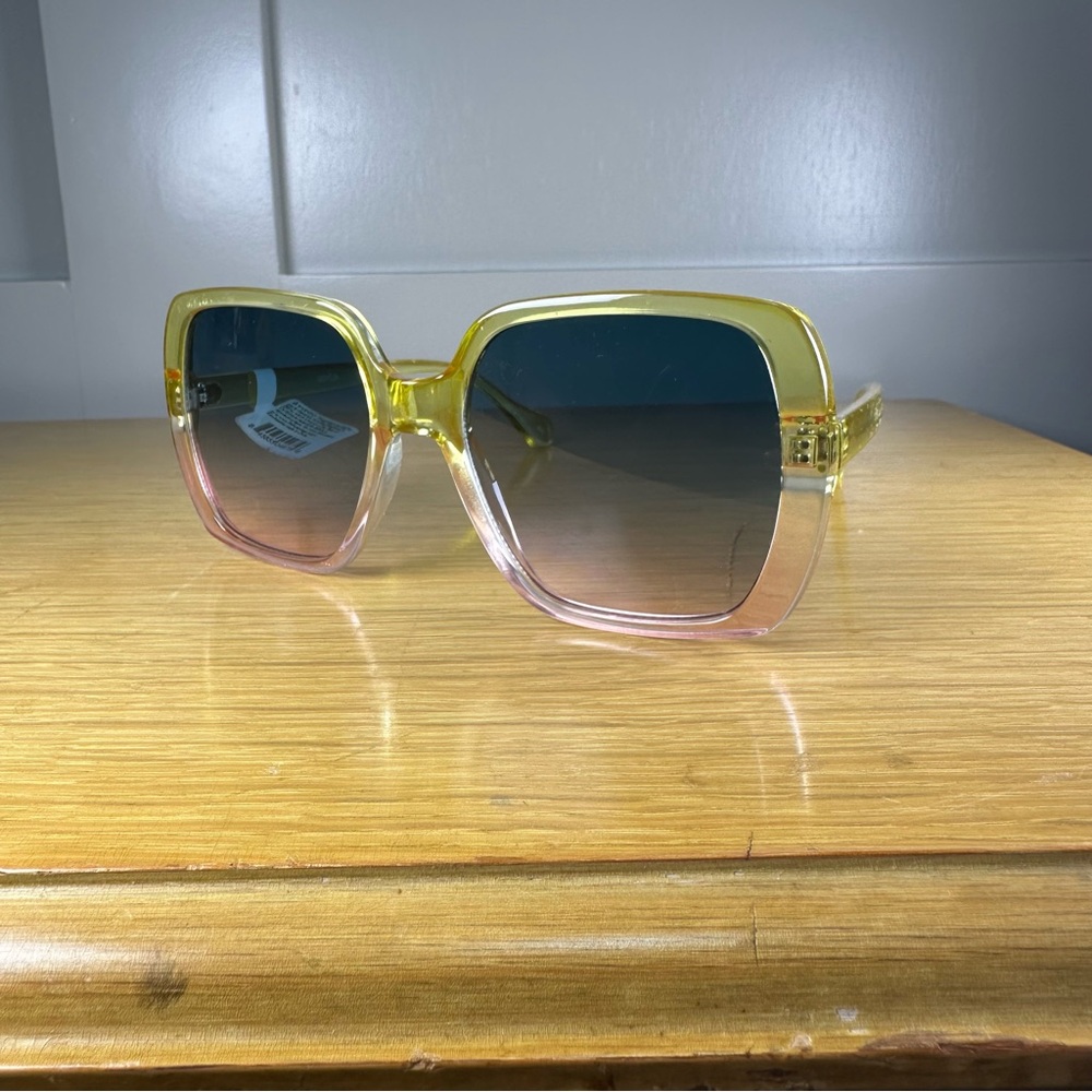 Eye Rock Oversized Retro Vibe Sunglasses X-Large Square Yellow Pink Frame
